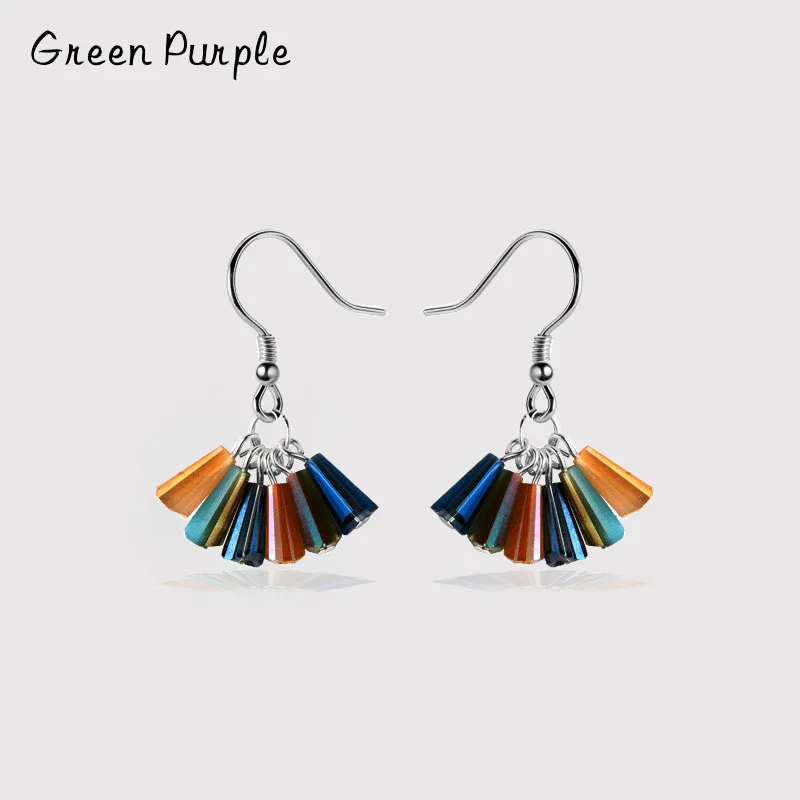 

Korean Drop Earring 925 Sterling Silver Colorful Synthetic Crystal Pendant Earrings Dangle For Women Luxury Fine Jewelry