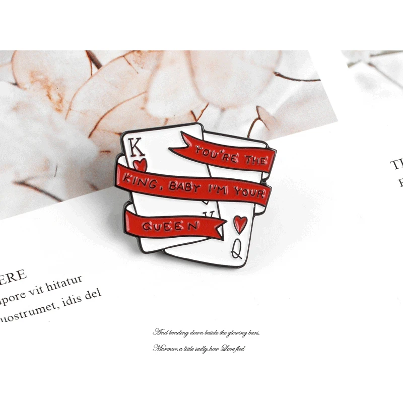 Новая покерная Брошь Личность эмаль отворот булавка Youɾr король ребенок я ваша
