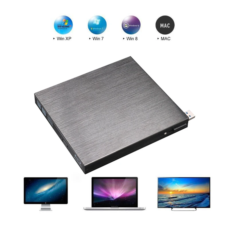 Внешний привод Blu-ray USB 3.0 оптический CD/DVD-записывающий привод с возможностью записи BD-RE/CD/DVD для ПК/ноутбука/Apple.