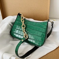 crocodile pattern zipper handbags new fashion texture embossed lacquer shoulder bag simple and small square bags for women 2021