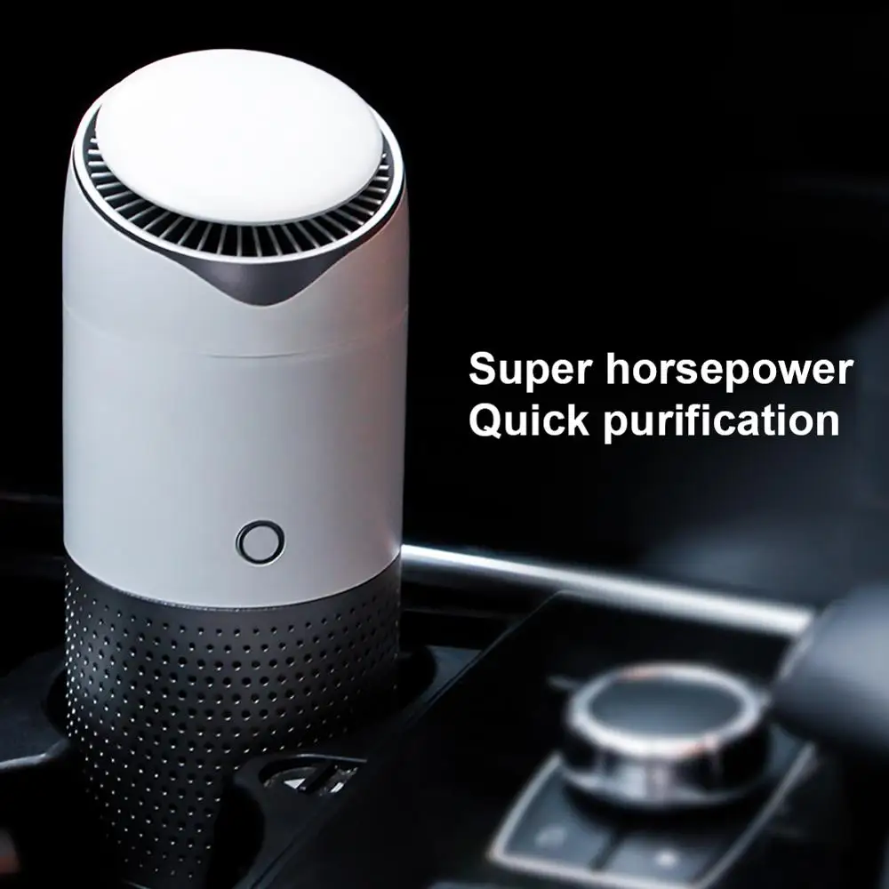 

12V Car Air Purifier with HEPA Filter Ion Generator Air Cleaner Removing PM2.5 Smoke Smell Odor for Home Office Car White