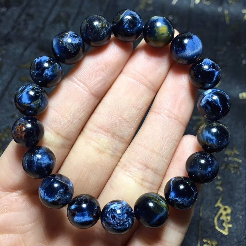 Оригинальный 10 5 мм натуральный пьестерситовый браслет из Намибии синий желтый