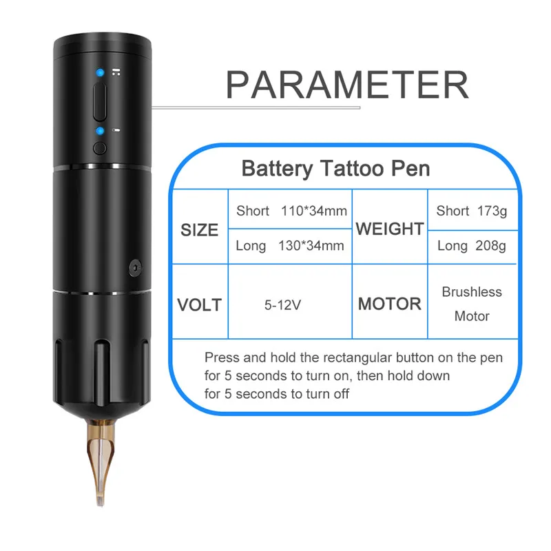 Wireless Tattoo Pen Strong Coreless Motor Wireless Tattoo Machine 2400mAh Lithium Battery Permanent Makeup Pen for Body Art