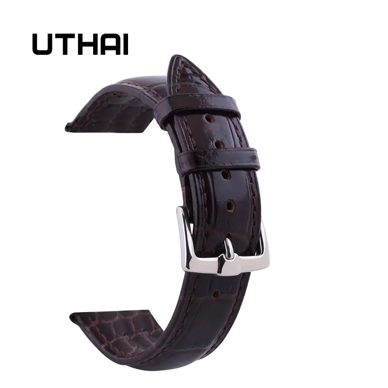 Ремешок для часов UTHAI P06 черный ремешок из натуральной кожи 18 мм 20 22 аксессуары