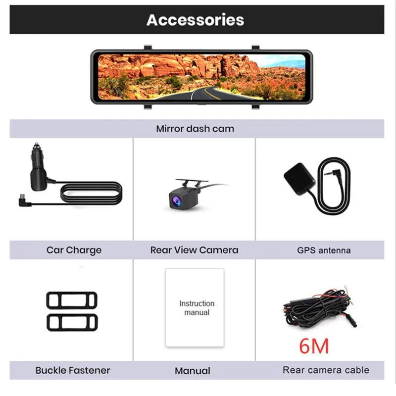 4K 3840*2160P 12-дюймовый автомобильный видеорегистратор с Wi-Fi GPS Sony IMX415 зеркало заднего