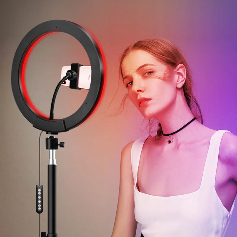RGB multicolor LED 10inch Selfie Ring Light Dimmable Lamp Photo Video Camera Phone ringlight For Live YouTube Fill | Мобильные