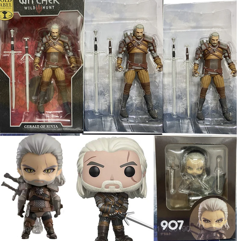 

Witcher-ed 3 Wild Hunt 907 White Wolf Geralt Of Rivia Action Figure Joints Movable Q Version PVC Geralt Figure Doll Toys Gift