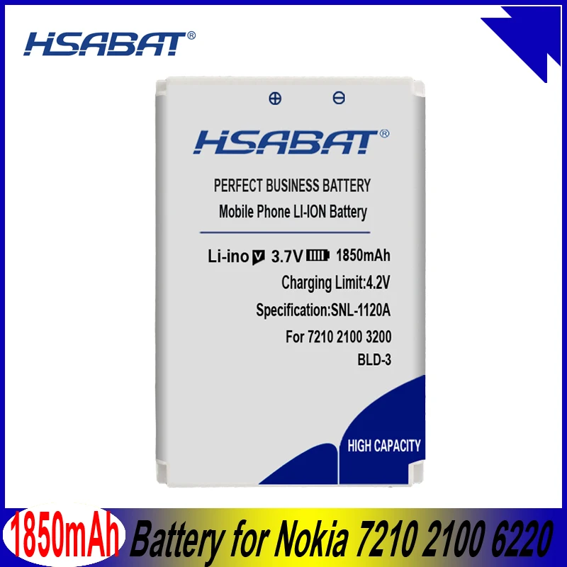 Аккумулятор HSABAT 1850 мАч аккумулятор BLD 3 для Nokia 7210 2100 6220 6610 3300 7250 I6260 6200 6610i 7250i|battery