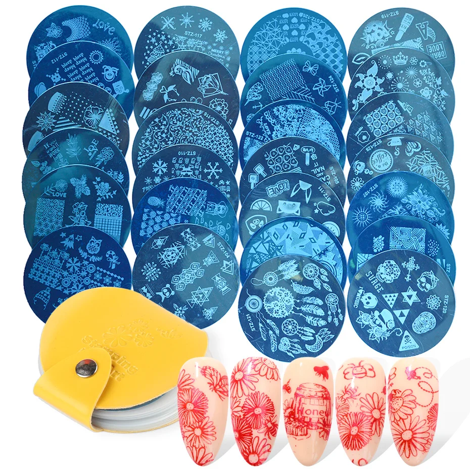 11 шт./компл. штампованные пластины для ногтей цветы Геометрия кружева дизайн