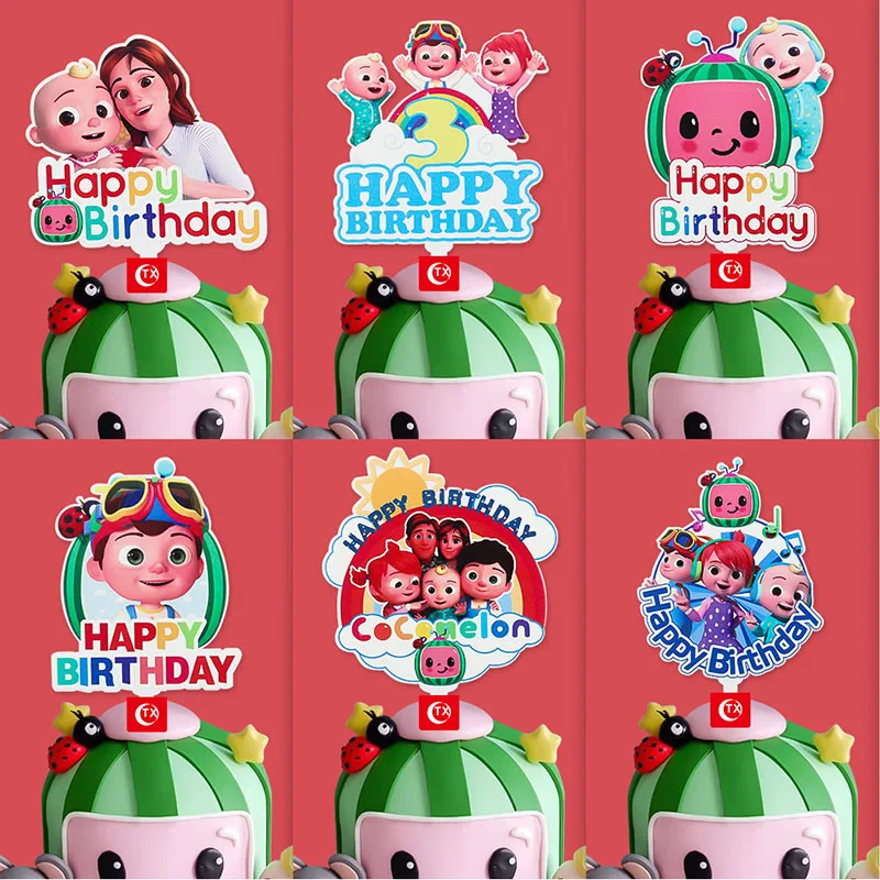 

Cocomelon Watermelon Theme Birthday Party Acrylic Cake Topper Cartoon Baking Cake Topper for Kids Birthday Party Cake Decoration