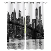 black and white urban architecture modern curtains for living room bedroom kitchen window treatment drapes home hotel decoration