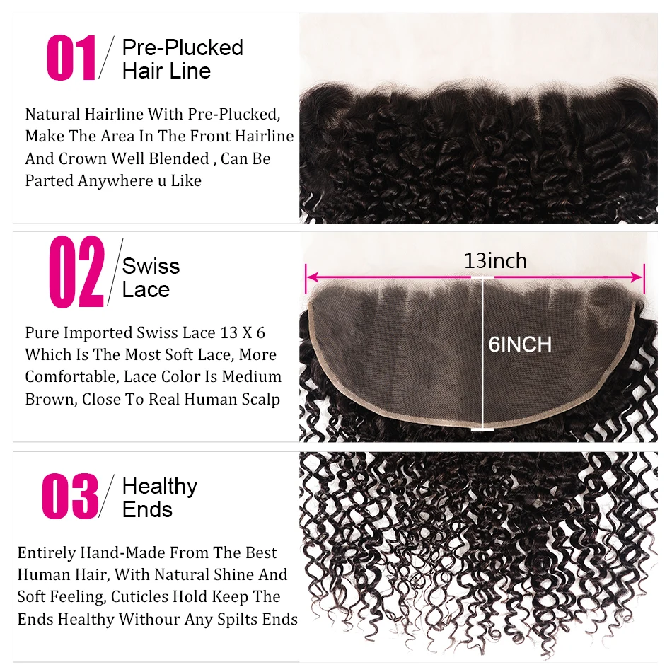 Волосы UNICE 13*6 бразильские кудрявые волосы с фронтальным закрытием для ушей и 100%