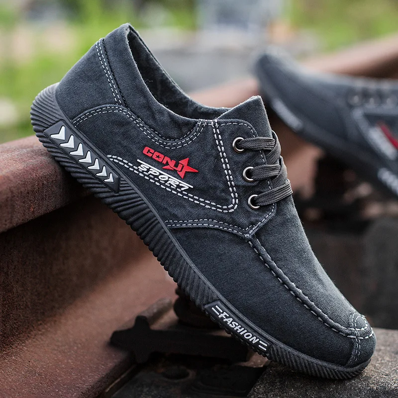 Мужские парусиновые туфли повседневная спортивная обувь на плоской подошве с