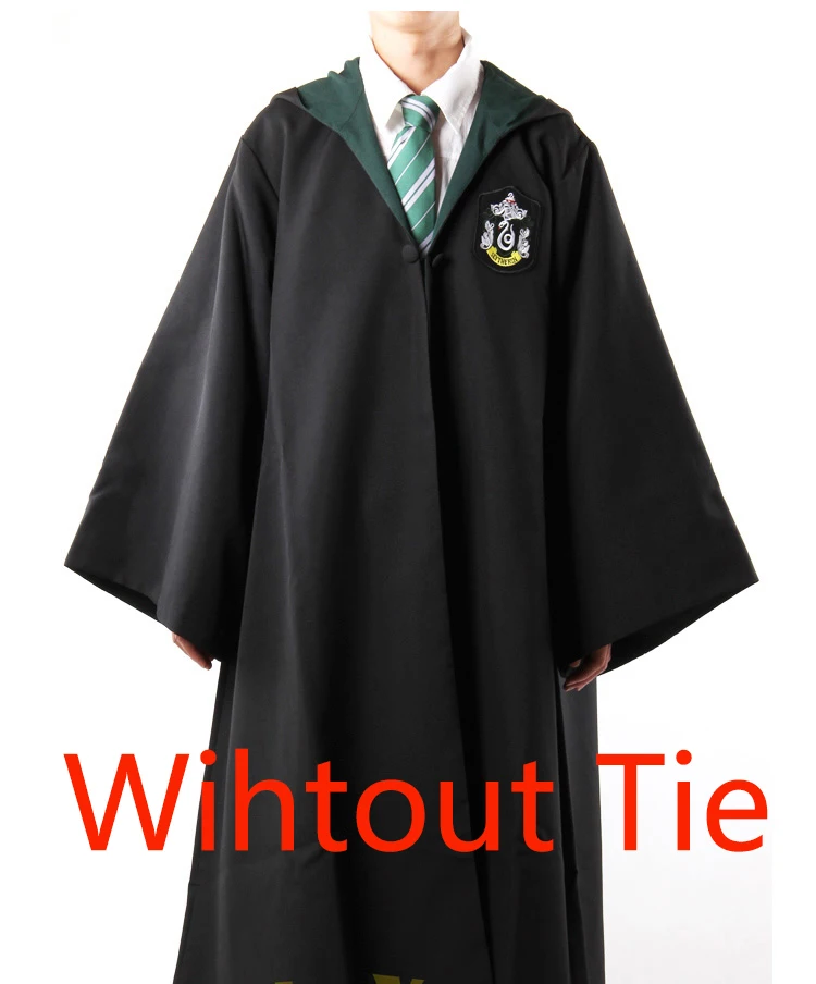 Slytherin Robe Хогвартс Поттер халат Hufflepuff Ravenclaw Гриффиндор Слизерин Поттер костюмы накидка плащ галстук шарф Гермиона Рождественский подарок - Цвет: Slytherin Robe