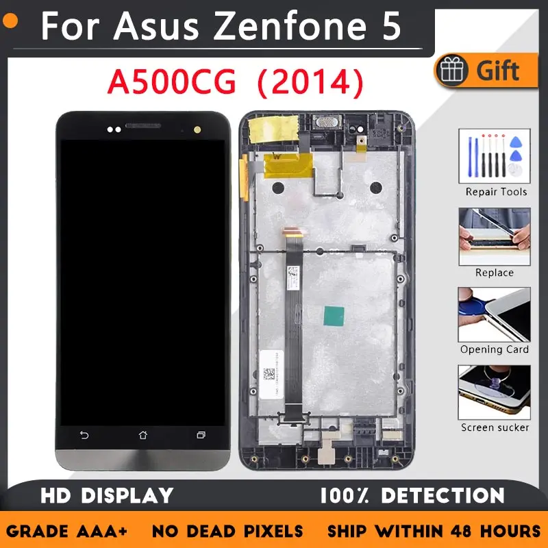 

ЖК-дисплей в сборе с сенсорным стеклом, для Asus Zenfone 5 A500CG A500KL A501CG, T00J T00J-D, оригинальный черный