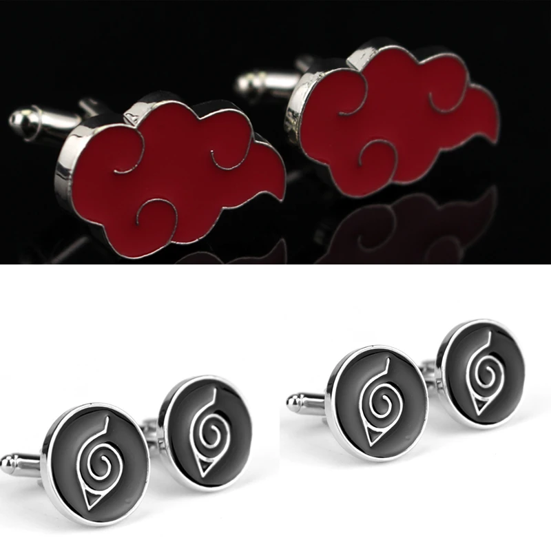 Популярные японские аниме Запонки член кунаи Акацуки запонки с красным облаком