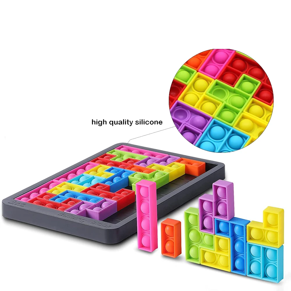 tetris jigsaw popping fidget toy silica gel its puzzle simple dimple anti stress baby toys for children halloween birthday gifts free global shipping