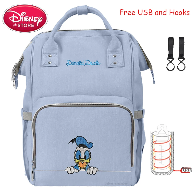 Сумка disney, рюкзак с Микки Маусом, USB, с подогревом, для мамы, ребенка, сумки для беременных, сумка для путешествий, для мам, сумка для подгузников, для ухода за ребенком - Цвет: Blue