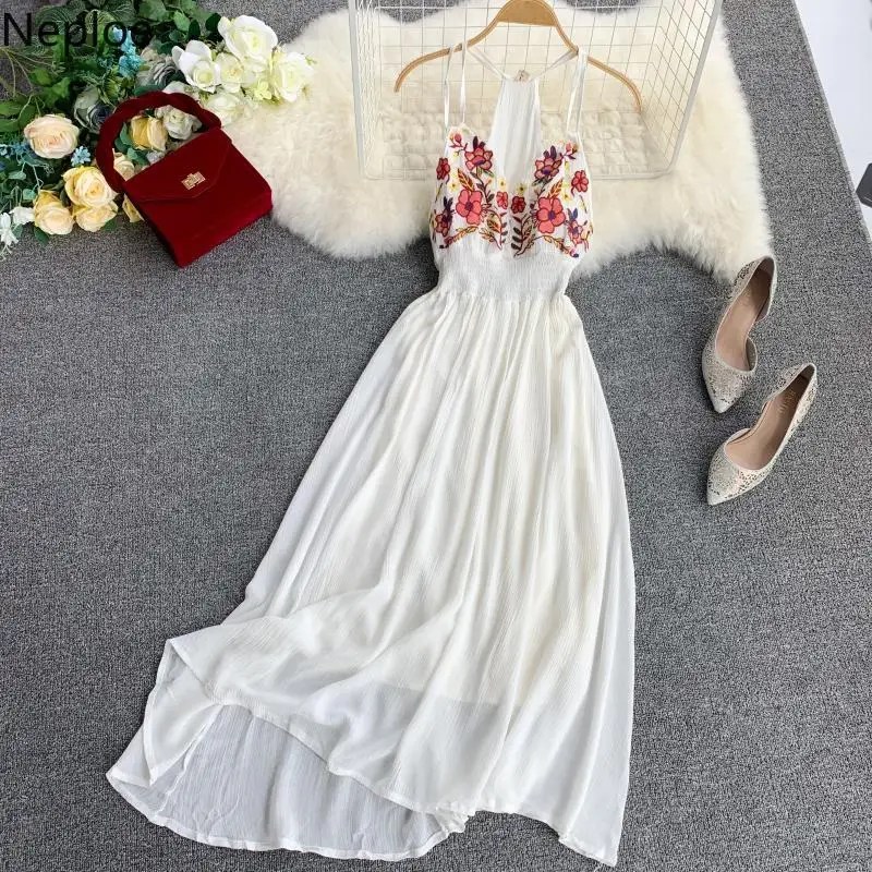 Летнее женское платье Neploe 2021 сексуальные пляжные платья-трапеции с цветочной