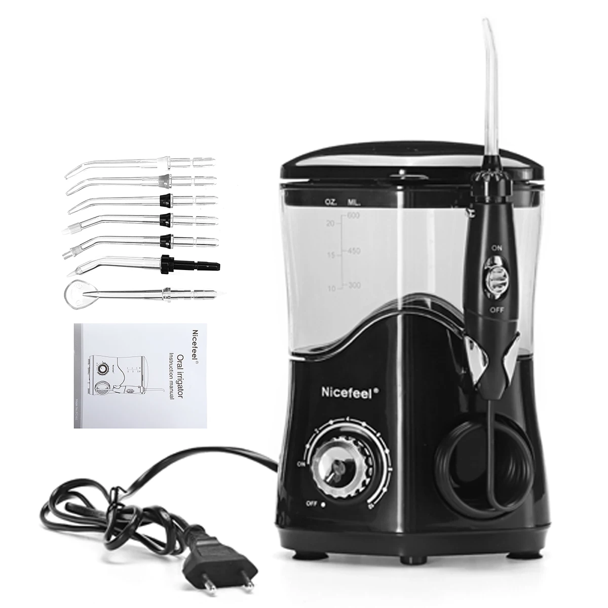 

Nicefeel 600ml Electric Oral Irrigator + 7 Pcs Jet Tips Teeth Cleaner Care Dental Flosser 10 level Adjustable SPA Water Flosser