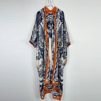 kimono dress kaftan bikini cover up swimwear america women clothes coat african floral printed front open traf robe muslim