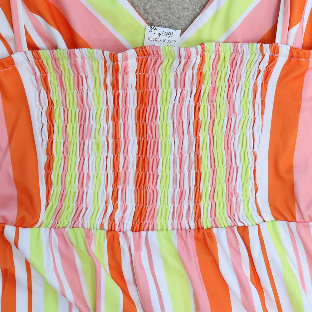 

Sexy Sling Long Dress African Clothing Women Fashion Dashiki Sleeveless Halter Striped Printed High Temperament Long Dress 2021