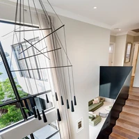 nordic lighting designer led pendant light post modern living room dinning room staircase pendant lamps black painted