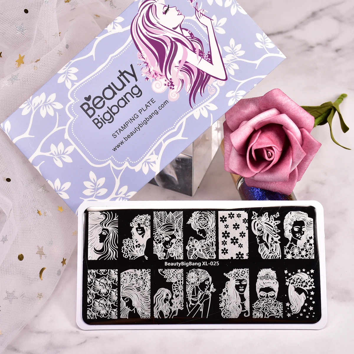 Beauty BigBang штамповочная пластина для дизайна ногтей Красивая Девушка Цветочное