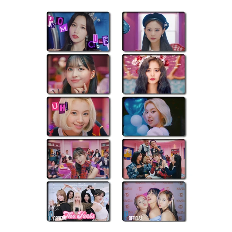 Crystal Card Stickers TWICE New Album The Feels Custom Stickers-style 1-10 Photocard Fans Gift Collection 8.6*5.4cm | Канцтовары для