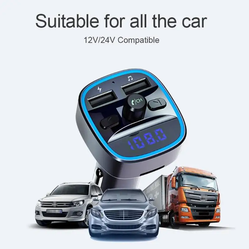 

T25 Multi-function 5.0 Handsfree FM Transmitter Smart Voice Navigation Support Playback Format APE/FLAC/MP3/WMA