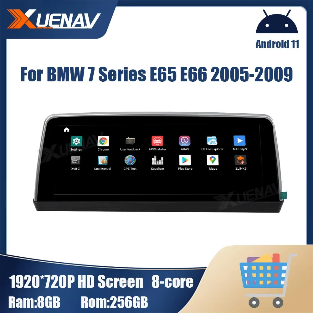 

Автомобильный мультимедийный стерео-проигрыватель, 8 дюймов, 256 ГБ, Android 11, GPS-навигация для BMW 7 серии E65 E66 2005 2006 2007 2008 2009
