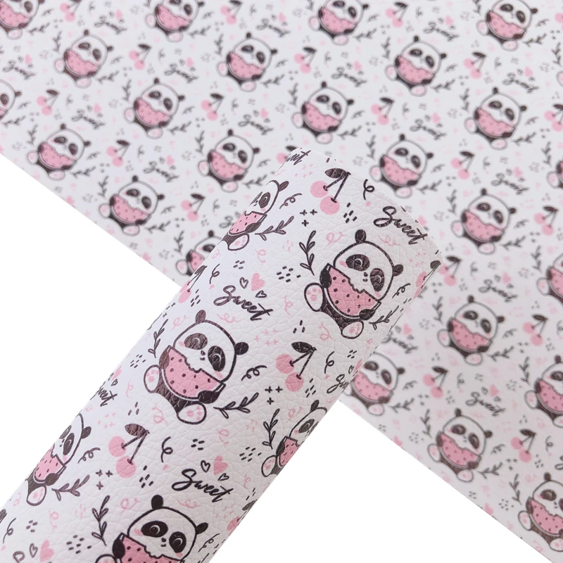 Искусственная кожа 30 х13 см в рулоне с изображением панды для рукоделия лука | Дом