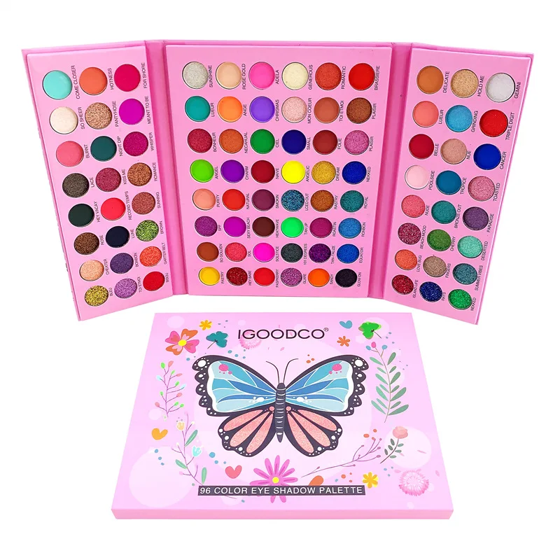 

96 Colors Butterfly Matte Glitter Eyeshadow Palette Makeup High-gloss Colorful Glitter Pearlescent Matte Neon Eye Shadow Pigment