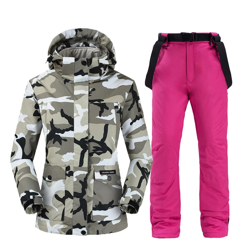 Комбинезон женский зимний ветрозащитный водонепроницаемый со съемными куртками