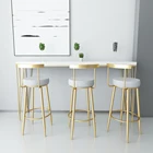 Стул барный в скандинавском стиле, современный минималистичный простой золотой табурет со спинкой, барный стул для приема, ресторана, отдыха, высокий стул