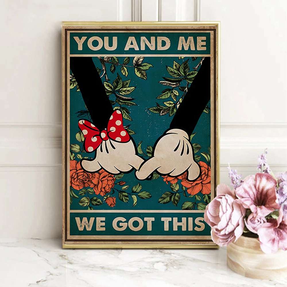 Disney Микки Маус Любовь Семья Картина на холсте мультфильм забавная ванная постер