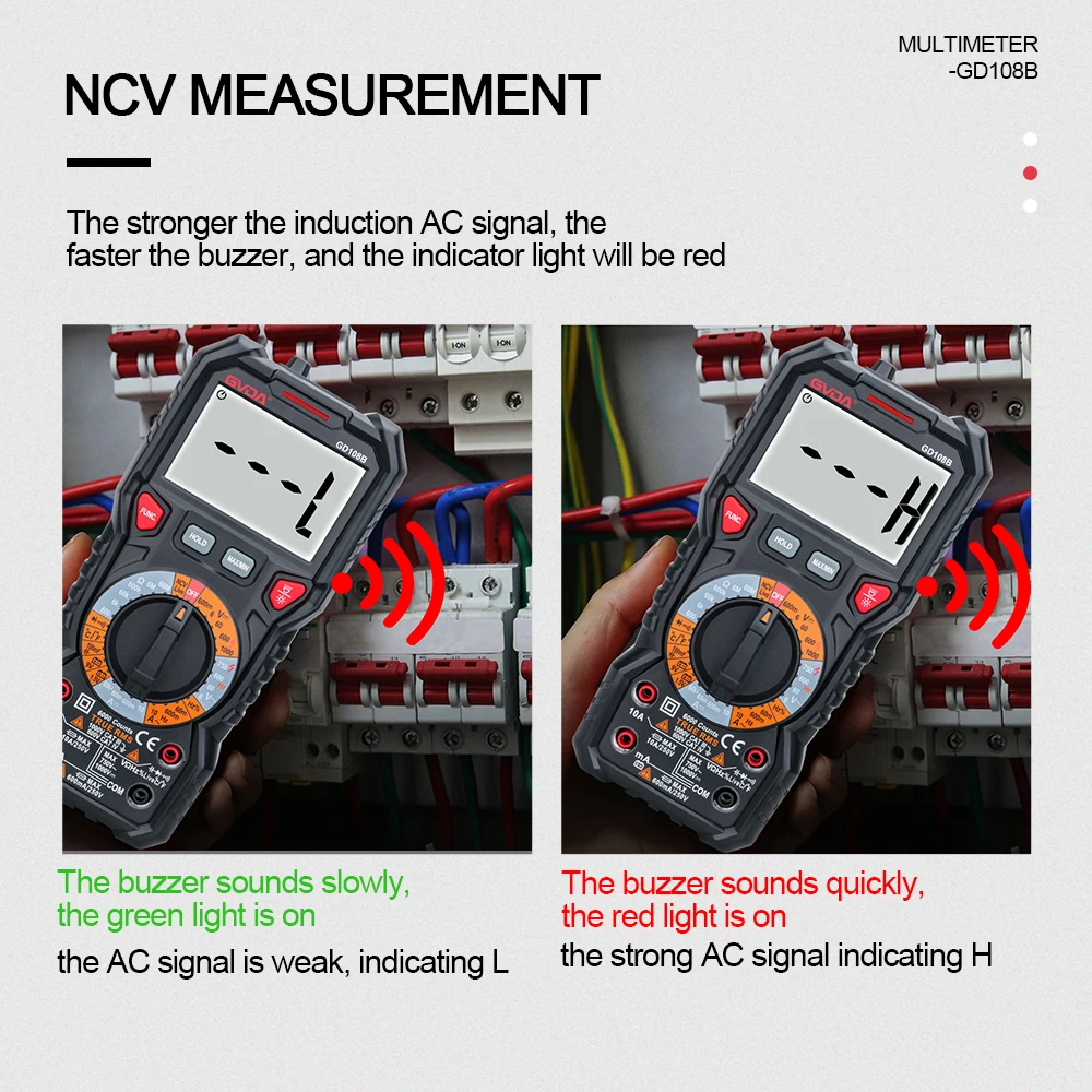 Цифровой мультиметр GVDA измеритель емкости напряжения True RMS Бесконтактный