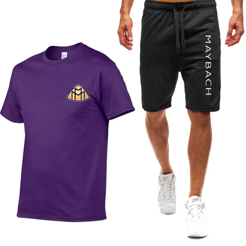 

2021 Men's Suit T-shirt + Shorts Men's Brand Two-piece Sportswear Men's Casual T-shirt Workout Fitness Set Men's Jogging Wear