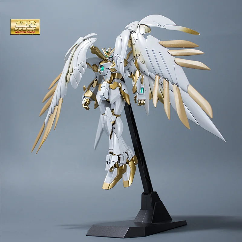 

BANDAI Assembly Model MG 1/100 XXXG-00W0 Wing Gundam Zero Metal Coloring Change By Spray Platinum Angel Gift Action Toy Figures