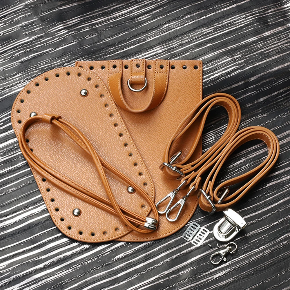

5pcs /set Handmade Handbag Shoulder Strap Woven Bag Set Leather Bag Bottoms With Hardware Accessories For Diy Bag Backpack