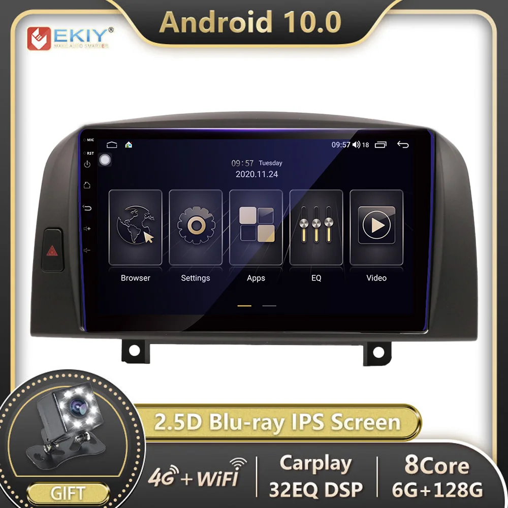 EKIY 6G 128G DSP IPS Android 10 0 для Hyundai SONATA NF 2004 2008 автомобильный Радио мультимедийный плеер