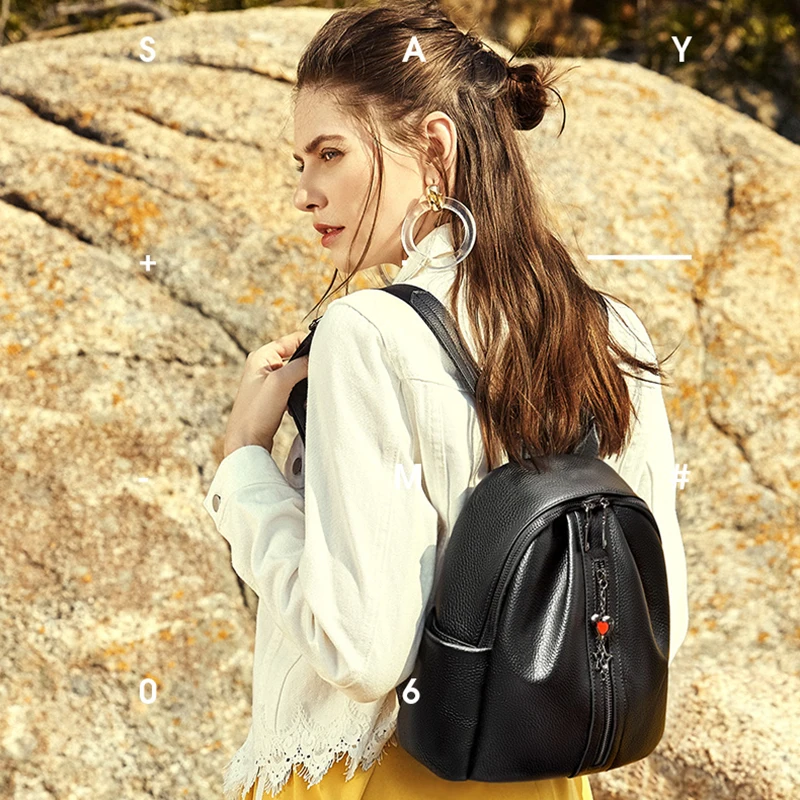 Леди 100% Натуральная Воловья кожа леди рюкзак жакет кожаный для путешествий Книга