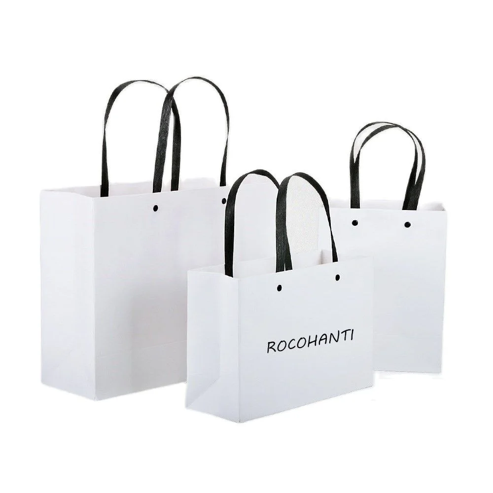 Белая бумага с черной струной 250 г плотный картонный многоразовый складной пакет