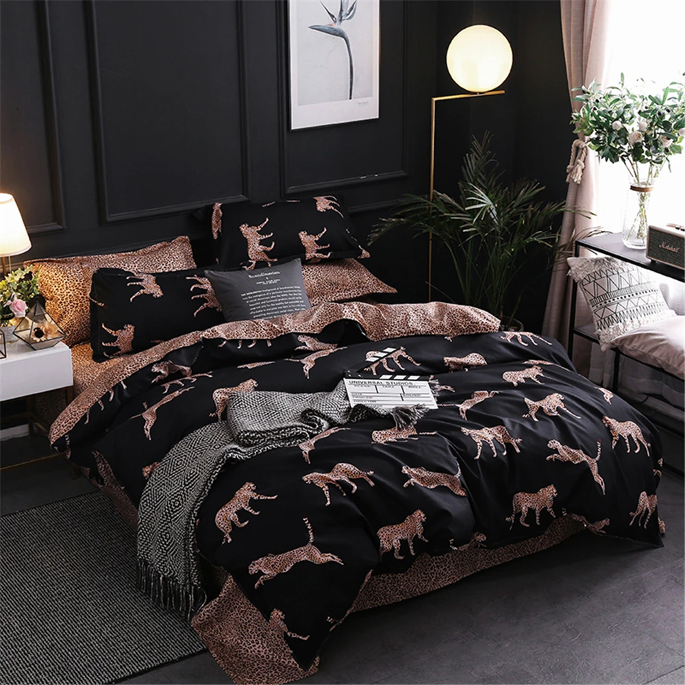 Комплект постельного белья с животным принтом Leopardo, высокое качество, пододеяльник King, пододеяльник, набор, одеяло, Комплект постельного белья s Us queen, Roupa De Cama