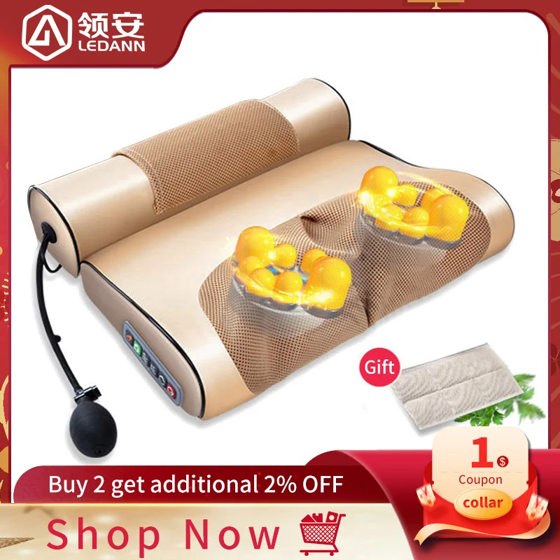 

Ledann Multi-function Neck Massage Pillow Shoulder Back Waist Body Infrared Heating Care Roller Kneading Shiatsu Relax Wormwood
