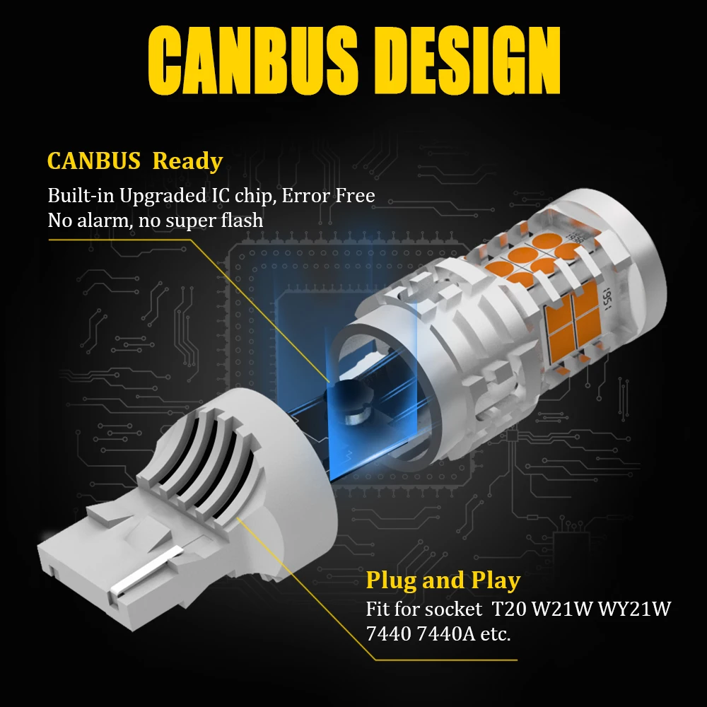 BMTxms 2 шт. T20 7440 W21W авто светодиодный Canbus указатель поворота BA15S BAU15S нет