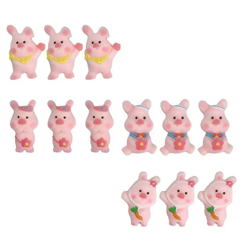 

40Pcs Pig Charms Hairpin DIY Dangle Piggy Pendant Resin Charm Accessories