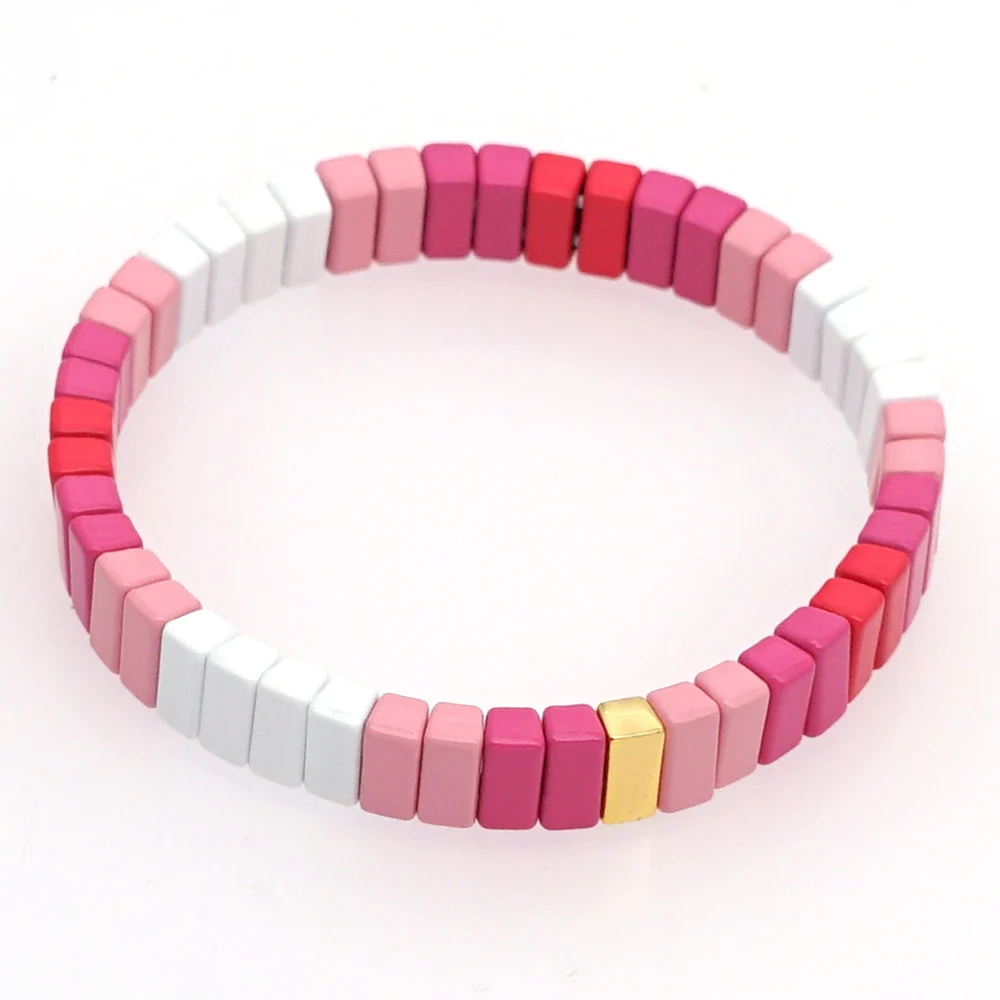 Женский браслет с бусинами Shinus розовый стрейчевый буквами Xo 2020|Браслеты шармами|