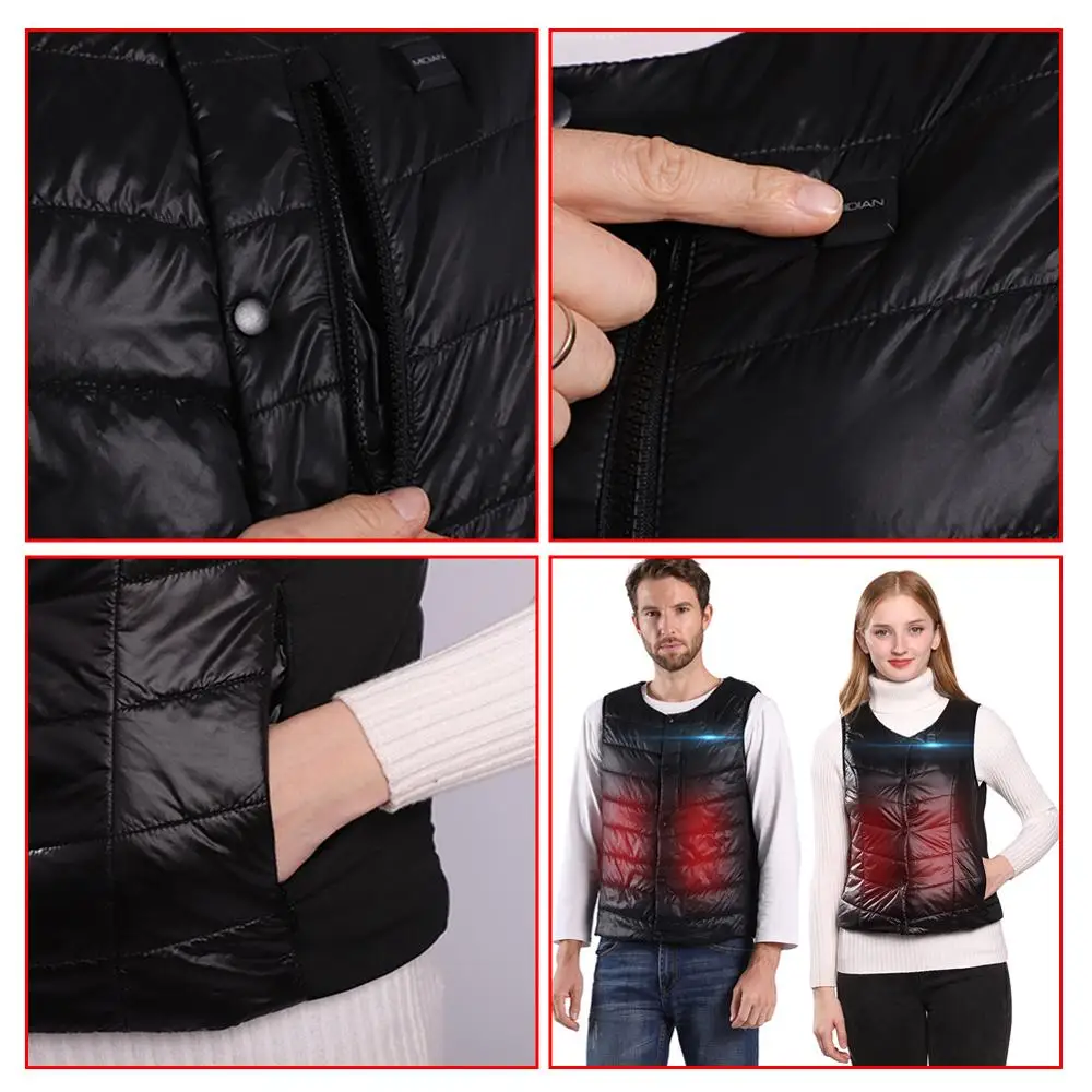 

Fashion Smart USB Heating Vest APP Bluetooth Washable Electric Suit Men Women Jacket Fishing Hiking Charging Warm Thermal
