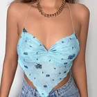 Милое голубое платье сетчатая бандана Y2k укороченный топ женское сексуальное платье с американской проймой 